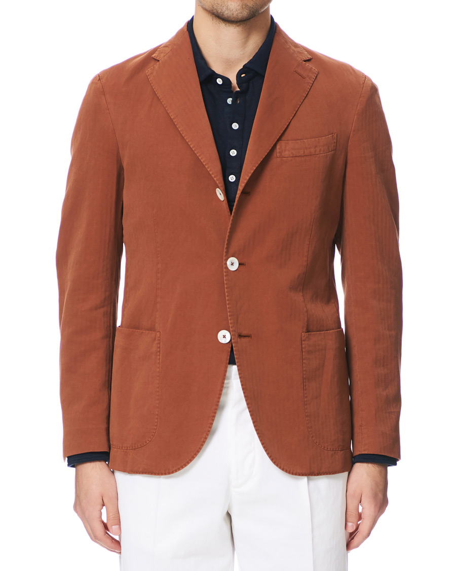 Herr | Kavajer | The Gigi | Linen Herringbone Blazer Orange