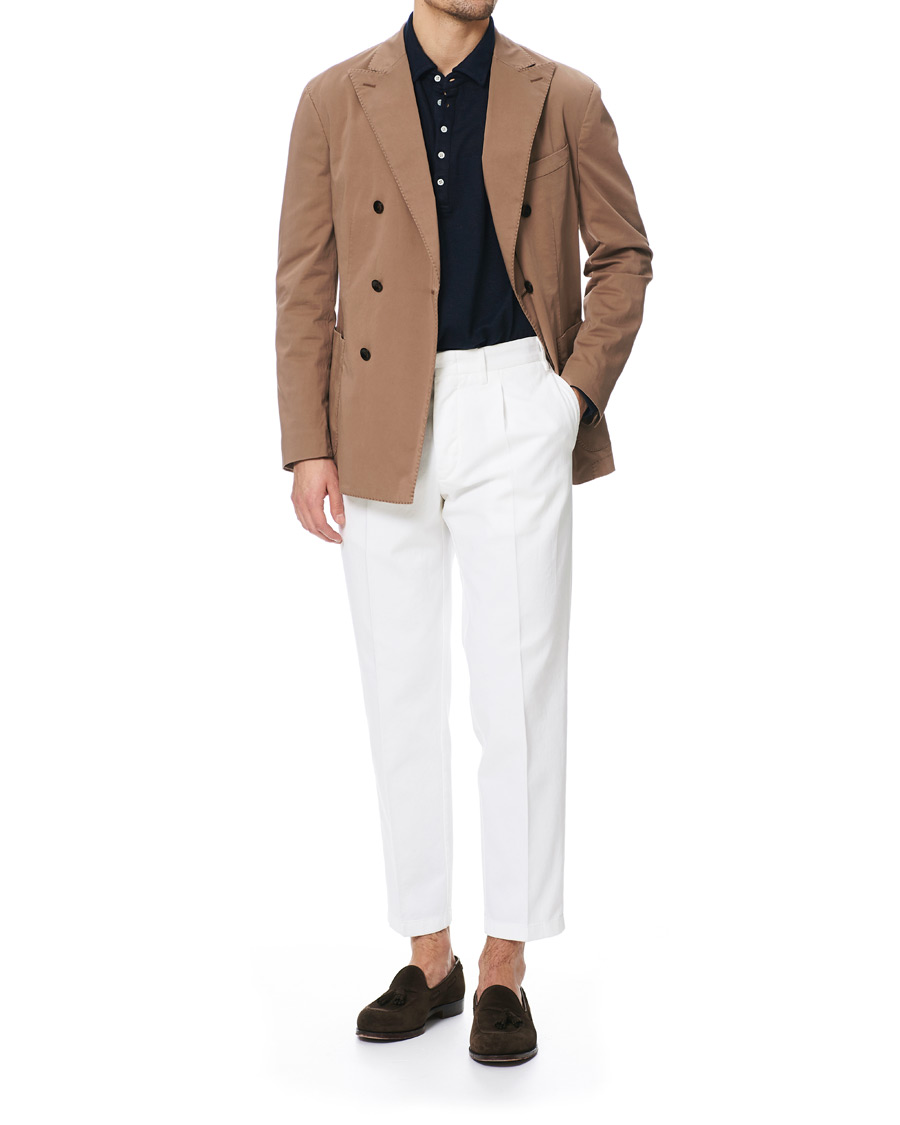 Herr | Byxor | The Gigi | Tonga Pleated Cotton Chinos White