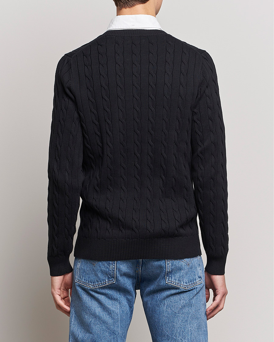 Herr | Tröjor | GANT | Cotton Cable Crew Neck Pullover Black