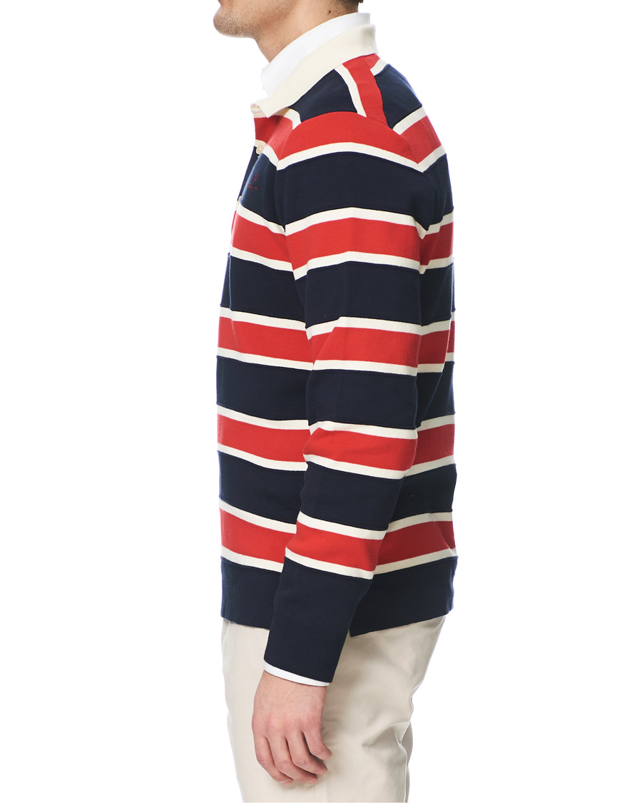 Herr | Tröjor | GANT | Knitted Striped Rugger Bright Red