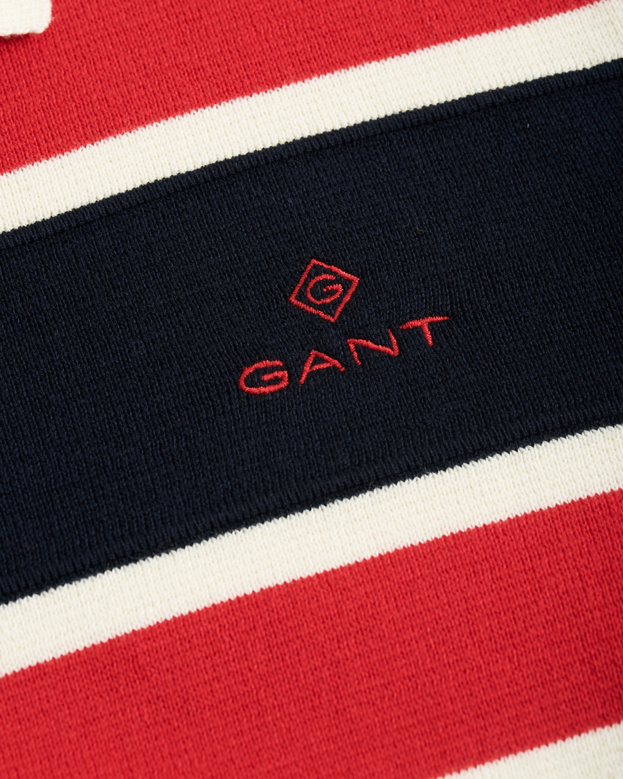 Herr | Tröjor | GANT | Knitted Striped Rugger Bright Red