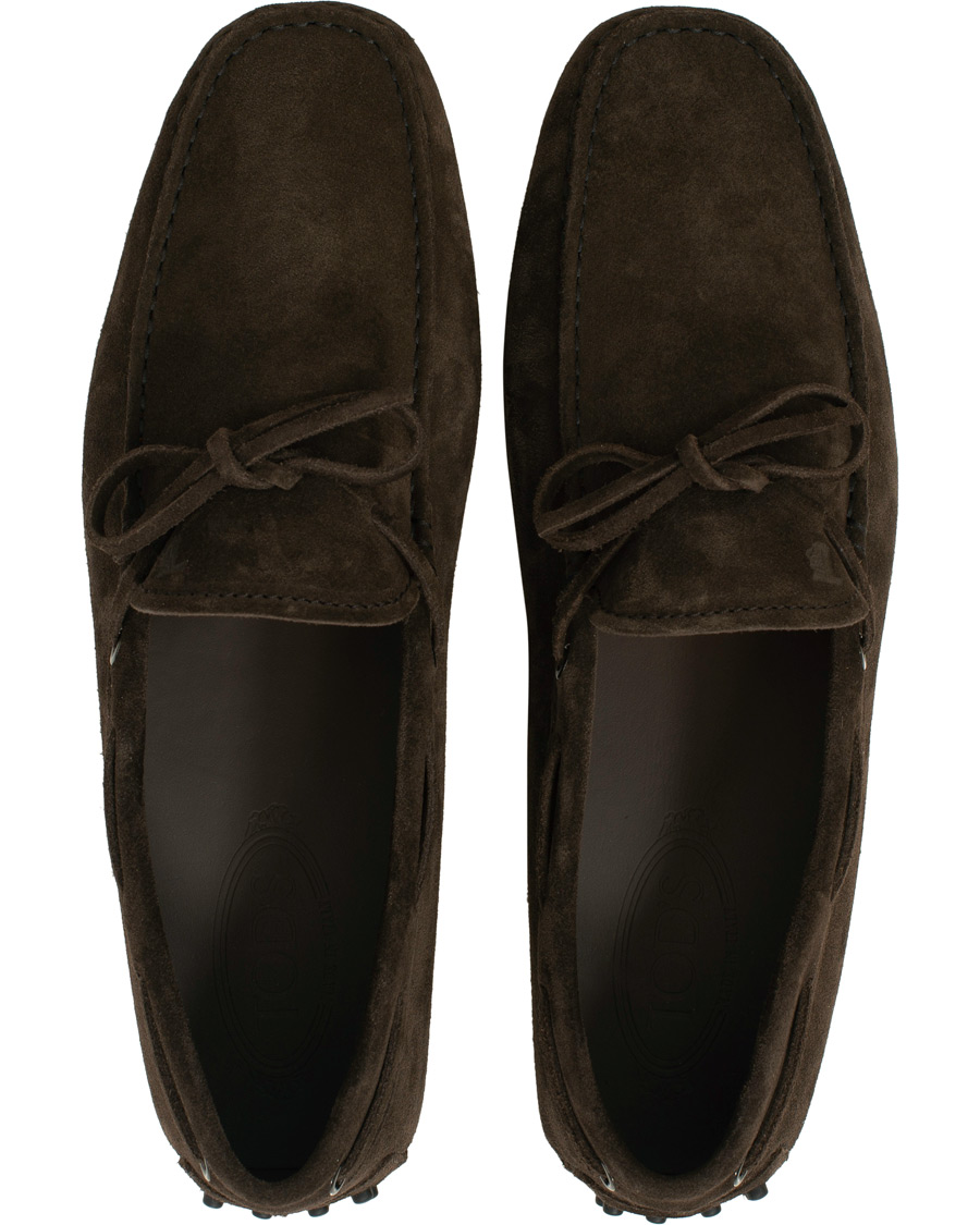 Herr | Tod's Laccetto Gommino Carshoe Dark Brown Suede | Tod's | Laccetto Gommino Carshoe Dark Brown Suede