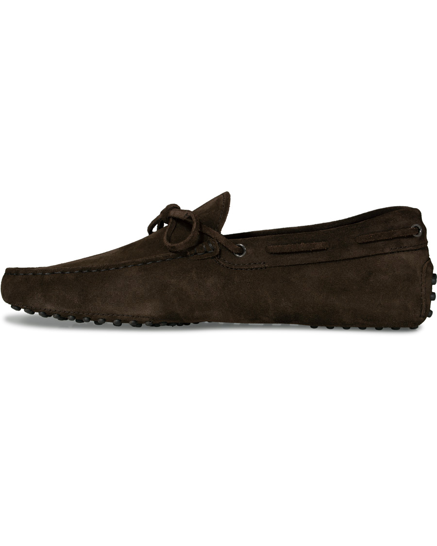 Herr | Tod's Laccetto Gommino Carshoe Dark Brown Suede | Tod's | Laccetto Gommino Carshoe Dark Brown Suede