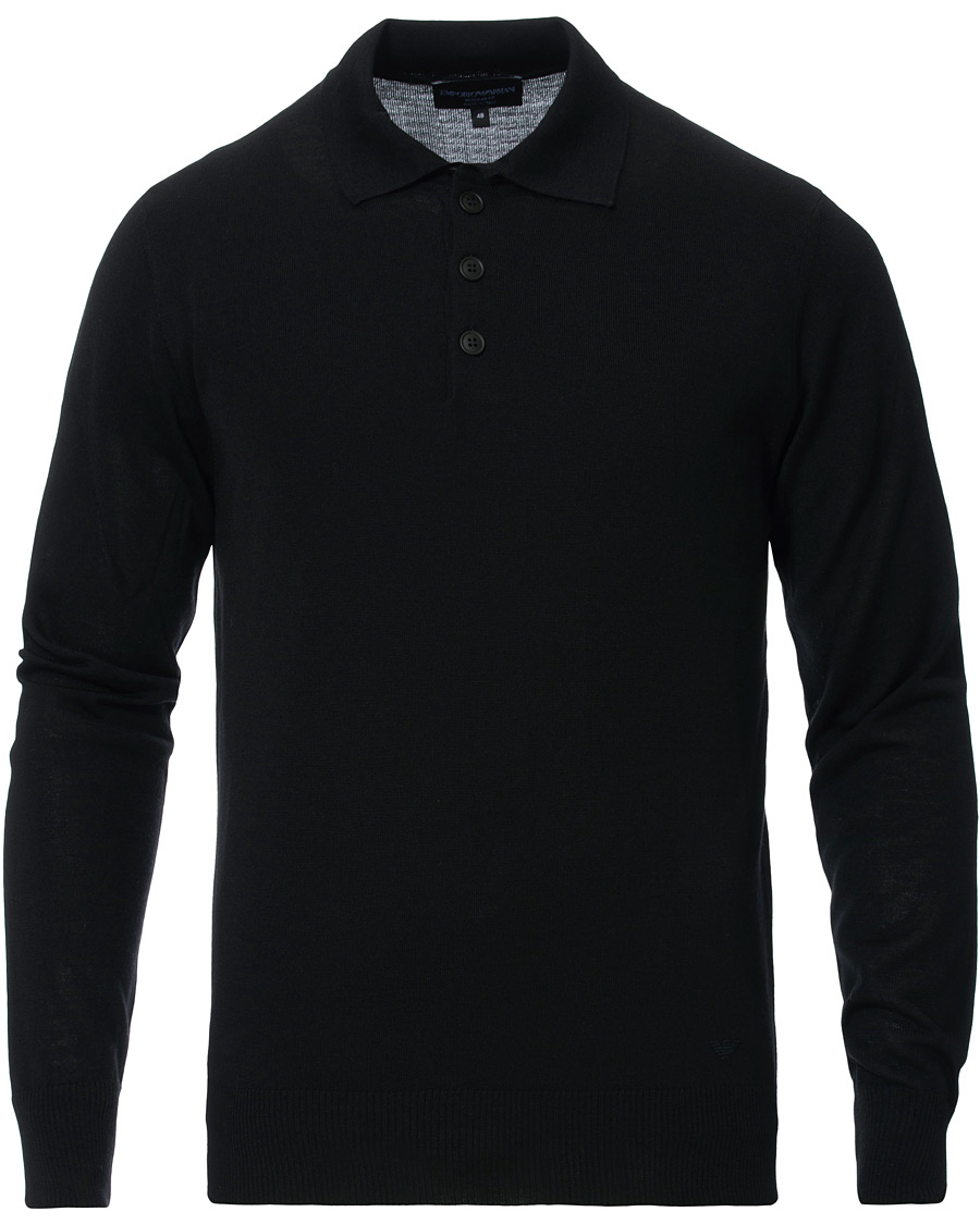 Herr | Tröjor | Emporio Armani | Knitted Long Sleeve Polo Black