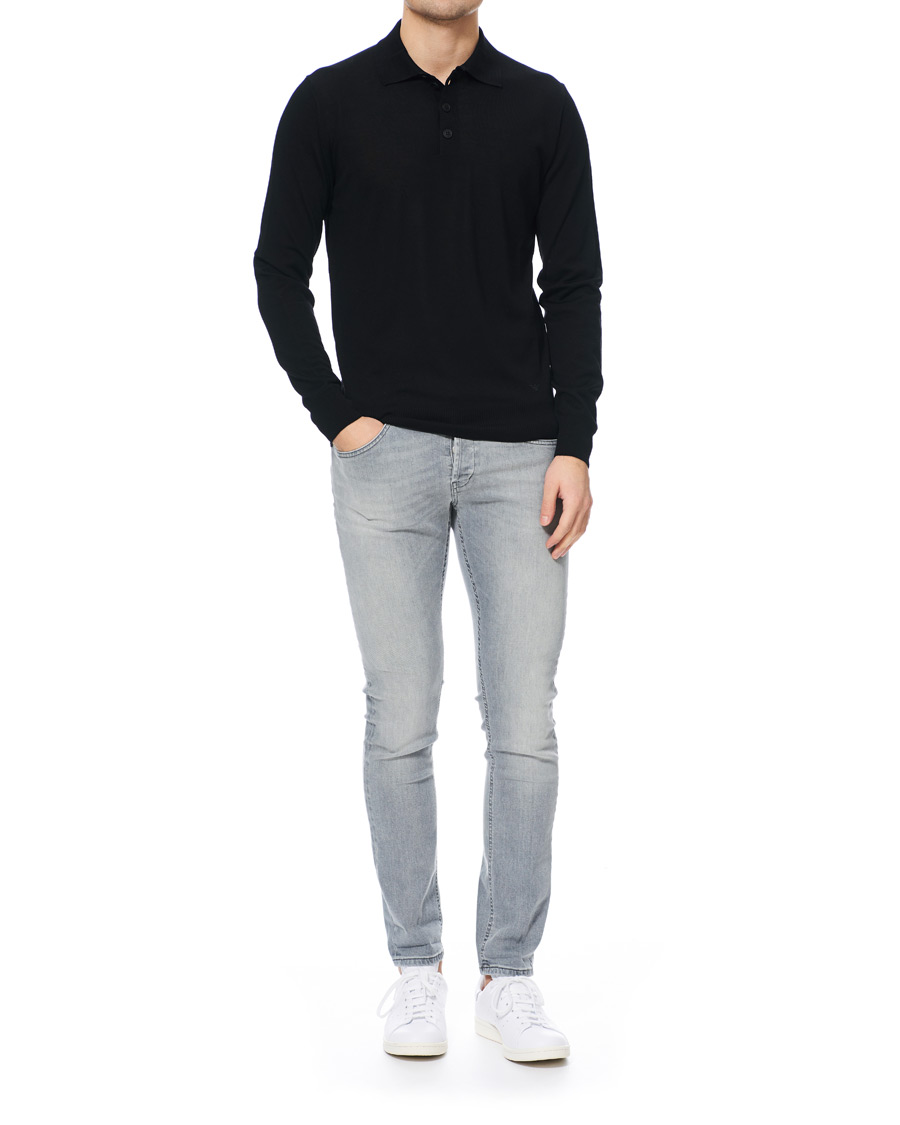 Herr | Tröjor | Emporio Armani | Knitted Long Sleeve Polo Black