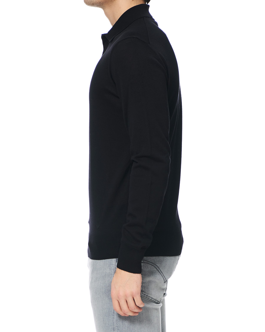 Herr | Tröjor | Emporio Armani | Knitted Long Sleeve Polo Black