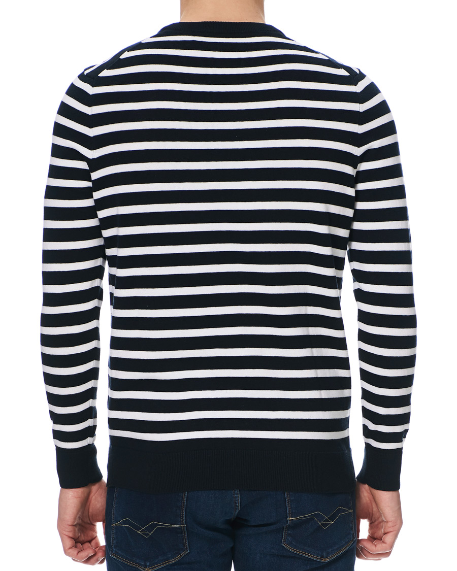 Herr | Tröjor | Lyle & Scott | Breton Stripe Crew Neck Pullover Dark Navy/White