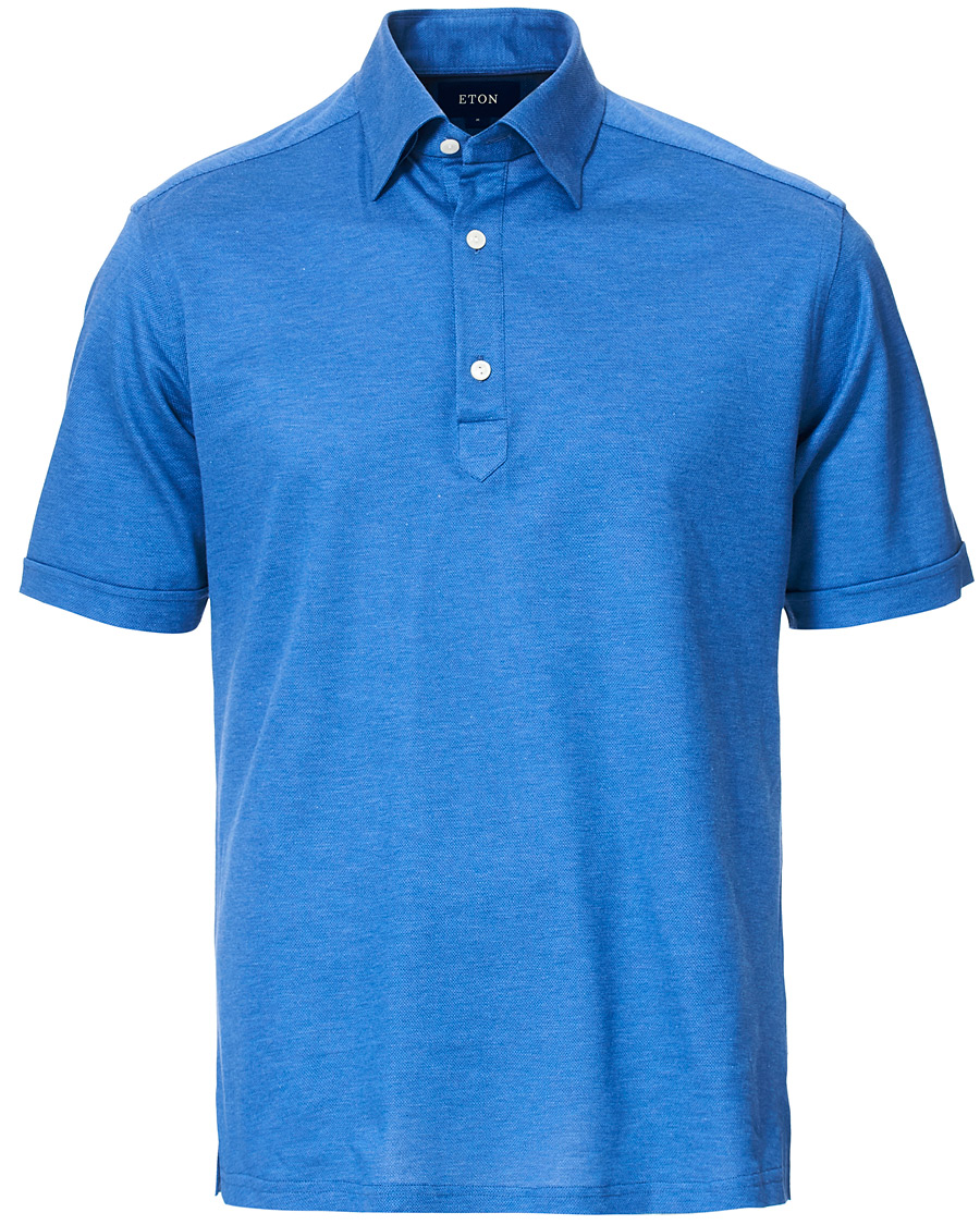 Herr | Pikéer | Eton | Slim Fit Short Sleeve Pique Shirt Blue