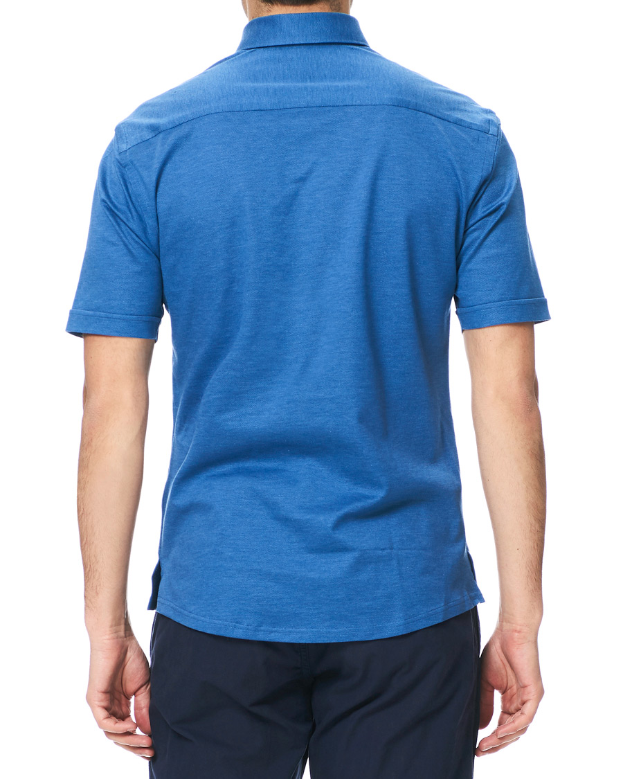 Herr | Pikéer | Eton | Slim Fit Short Sleeve Pique Shirt Blue