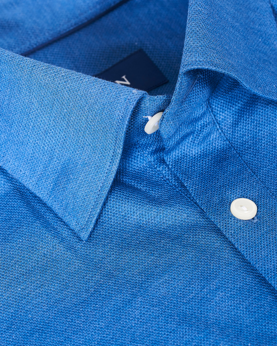 Herr | Pikéer | Eton | Slim Fit Short Sleeve Pique Shirt Blue