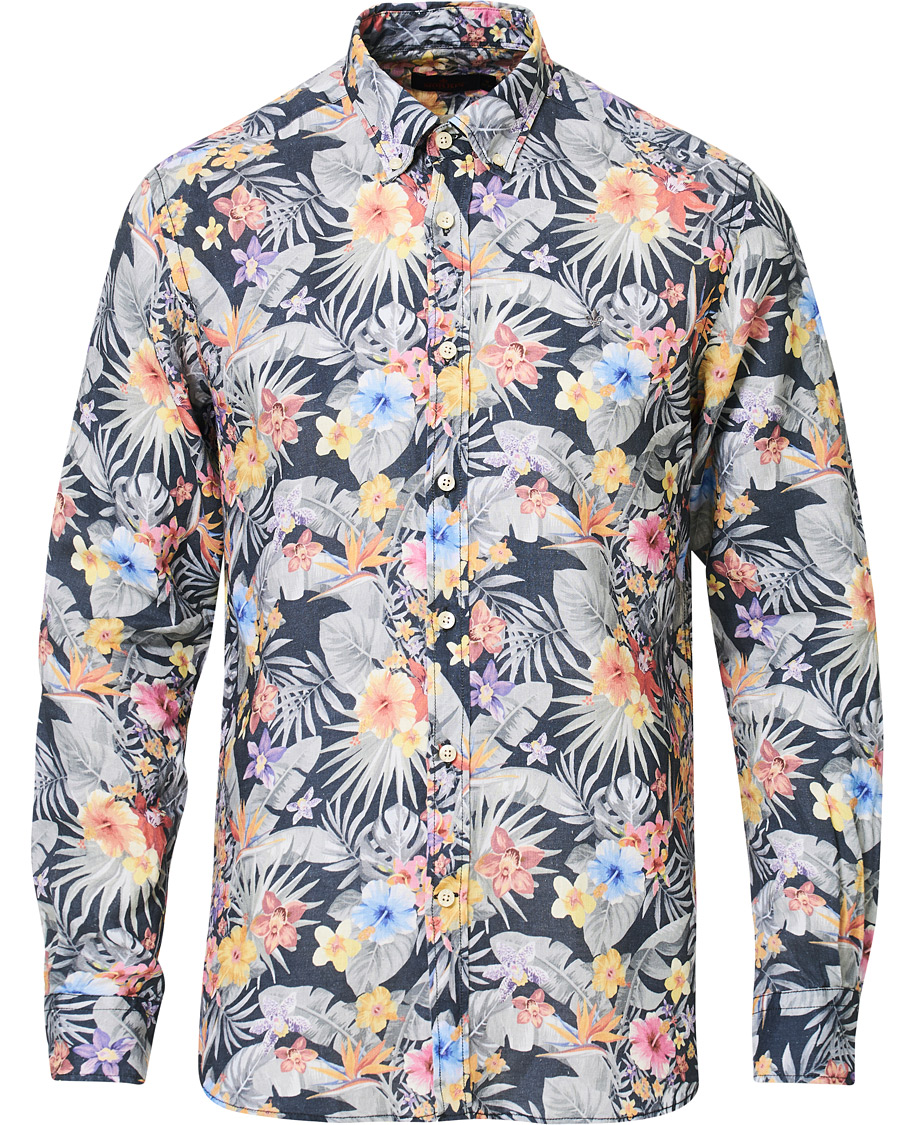 Herr | Skjortor | Morris | Harvey Printed Flower Button Down Shirt Navy