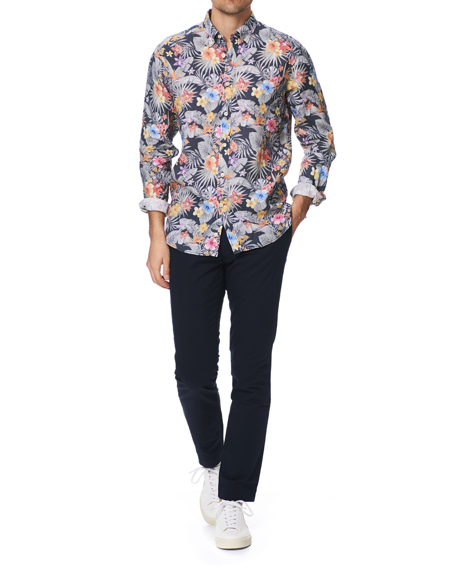 Herr | Skjortor | Morris | Harvey Printed Flower Button Down Shirt Navy