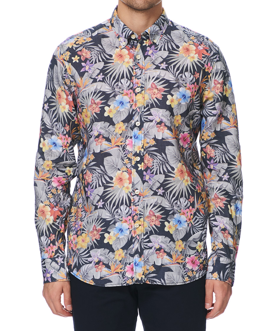 Herr | Skjortor | Morris | Harvey Printed Flower Button Down Shirt Navy
