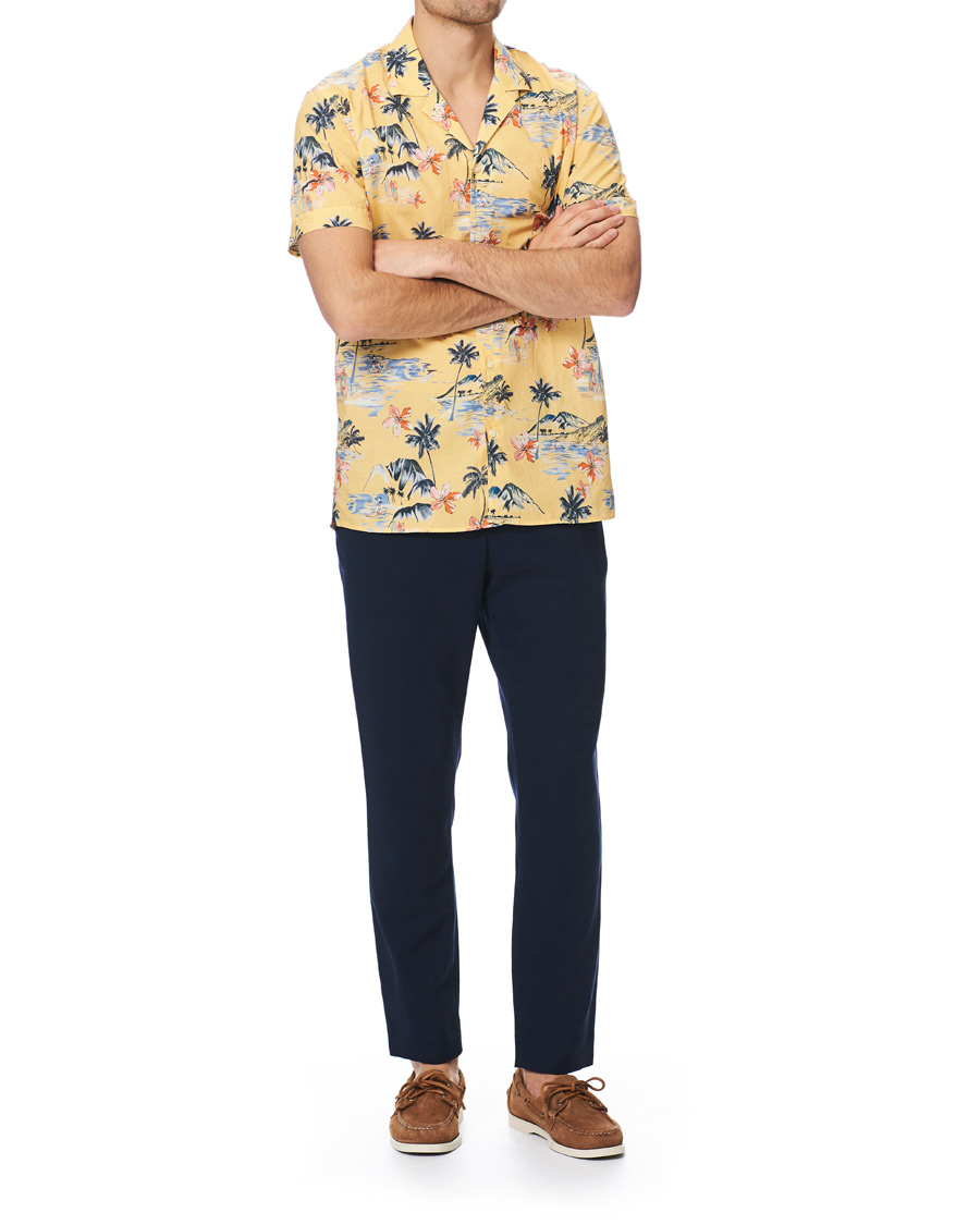 Herr | Skjortor | Morris | David Bowling Printed Short Sleeve Shirt Yellow