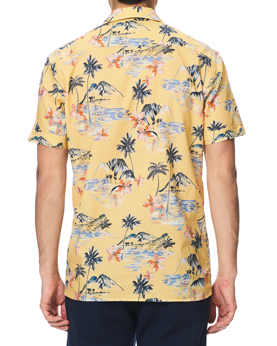 Herr | Skjortor | Morris | David Bowling Printed Short Sleeve Shirt Yellow