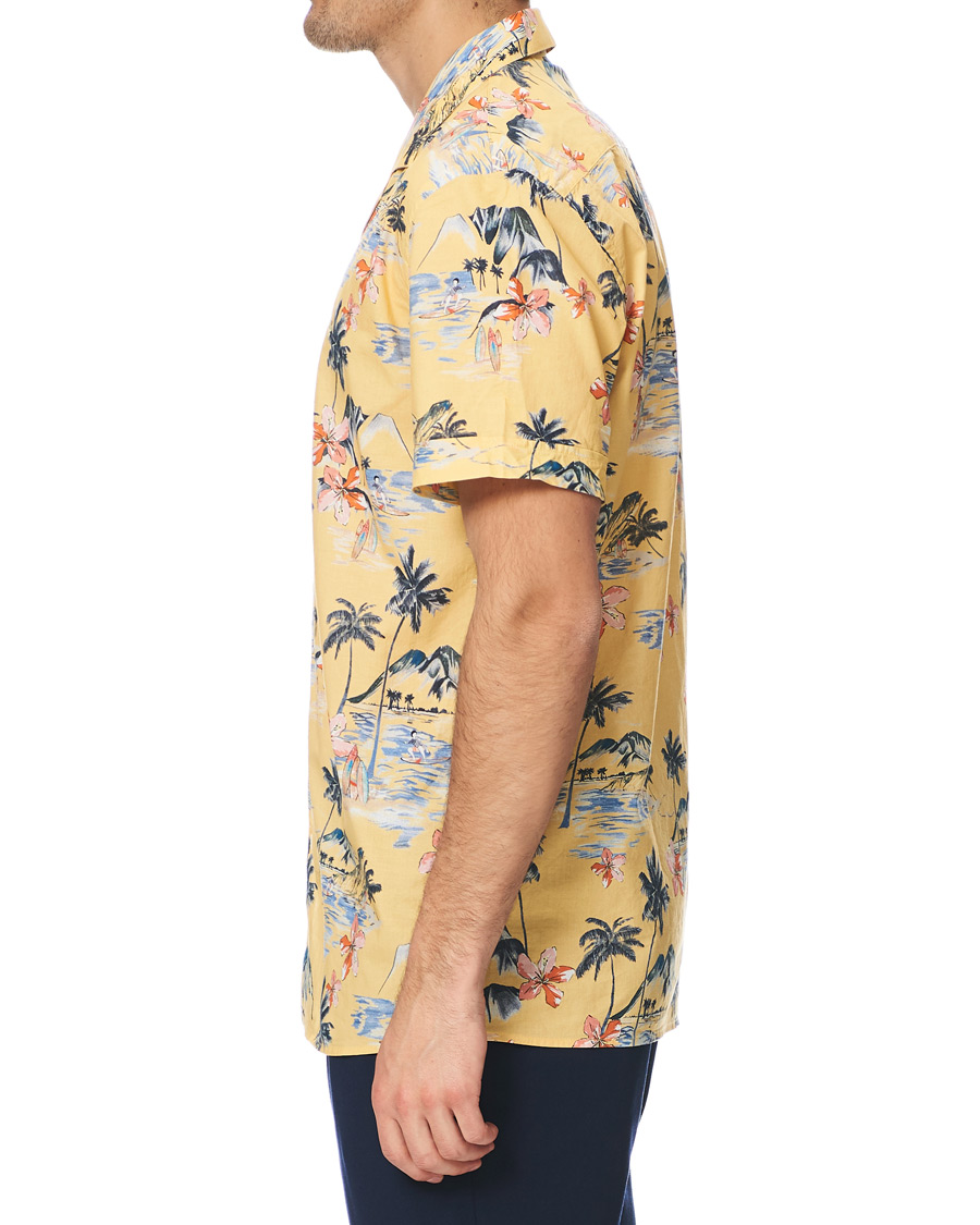 Herr | Skjortor | Morris | David Bowling Printed Short Sleeve Shirt Yellow