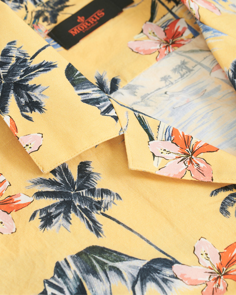 Herr | Skjortor | Morris | David Bowling Printed Short Sleeve Shirt Yellow