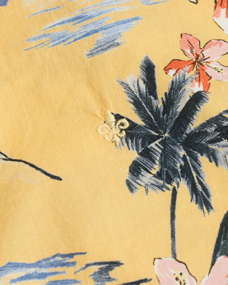 Herr | Skjortor | Morris | David Bowling Printed Short Sleeve Shirt Yellow