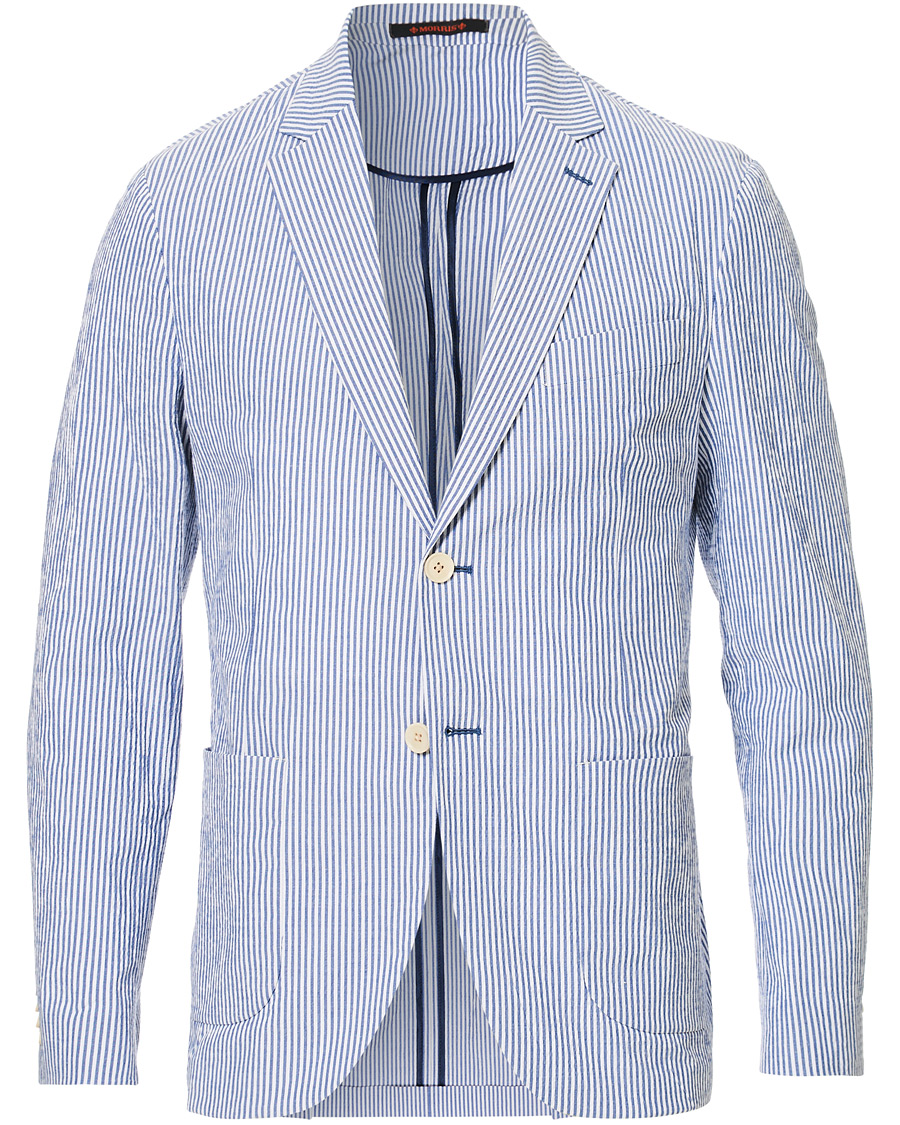 Herr | Kavajer | Morris | Resort Striped Seersucker Balzer Blue/White