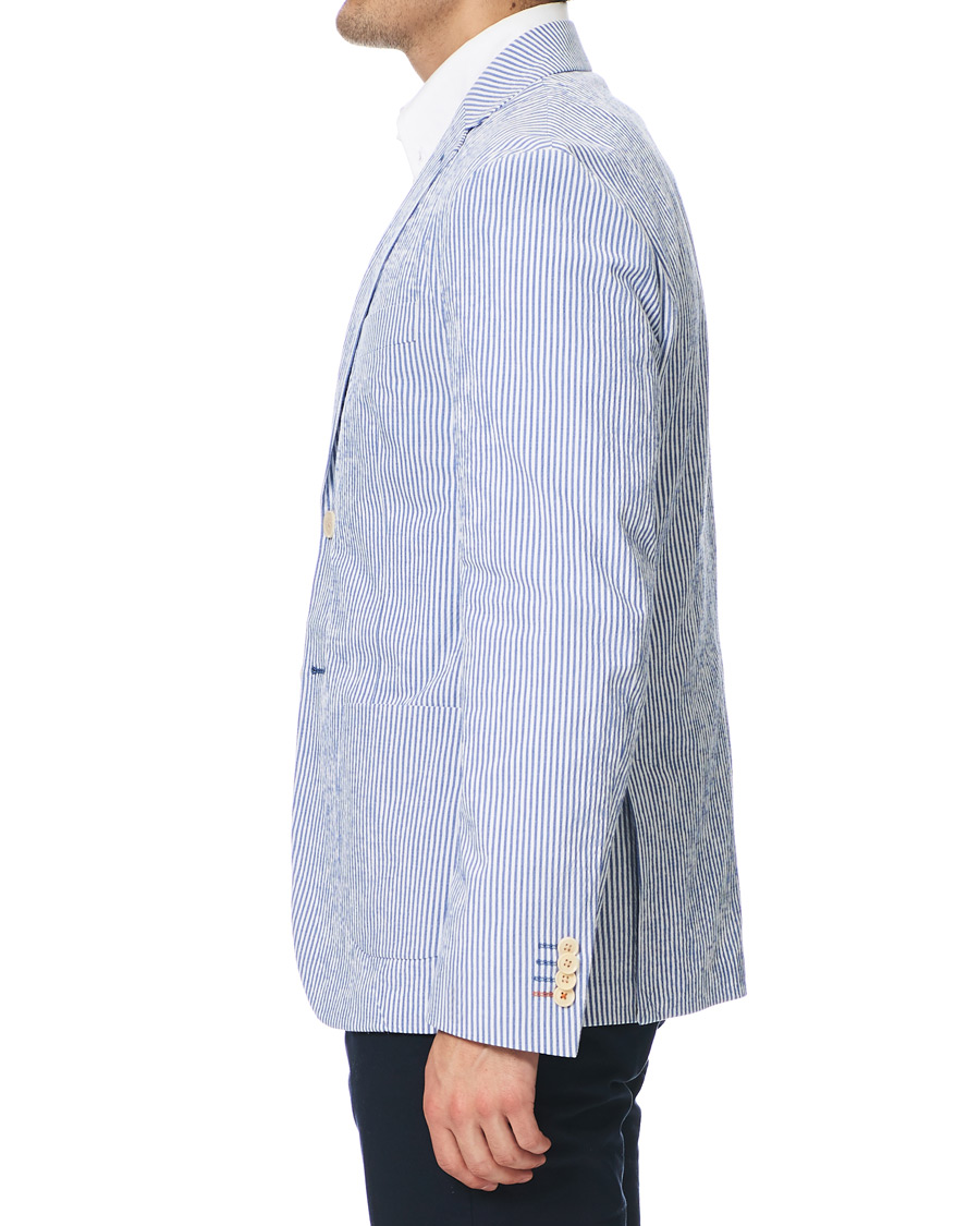 Herr | Kavajer | Morris | Resort Striped Seersucker Balzer Blue/White