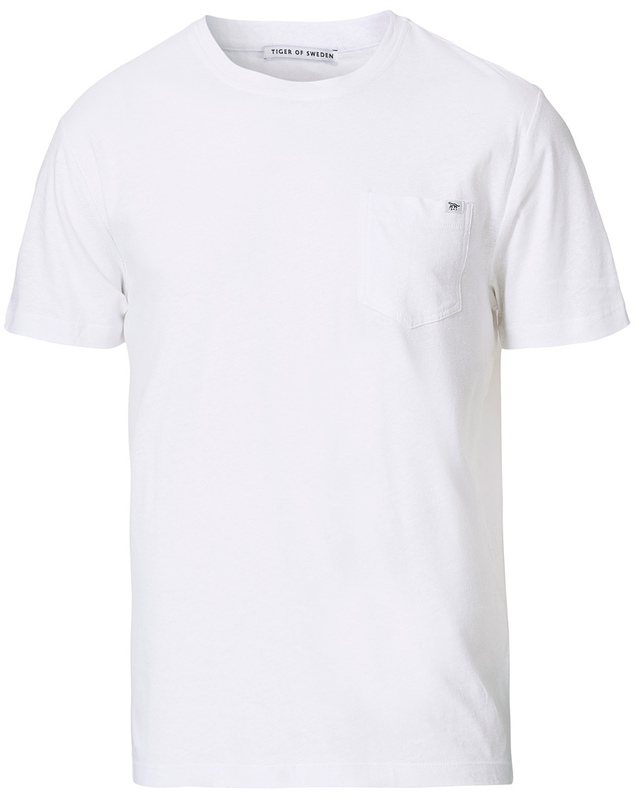 Herr | T-Shirts | Tiger of Sweden | Didelot Linen Pocket Crew Neck Tee White