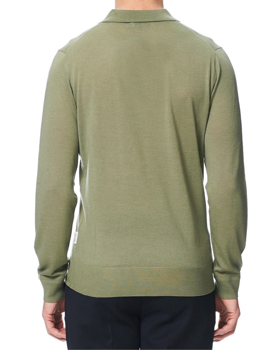Herr | Tröjor | Tiger of Sweden | Newton Knitted Long Sleeve Polo Caraway Green