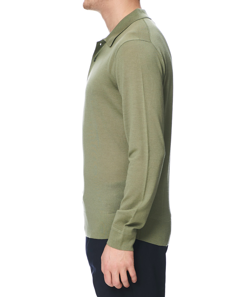 Herr | Tröjor | Tiger of Sweden | Newton Knitted Long Sleeve Polo Caraway Green
