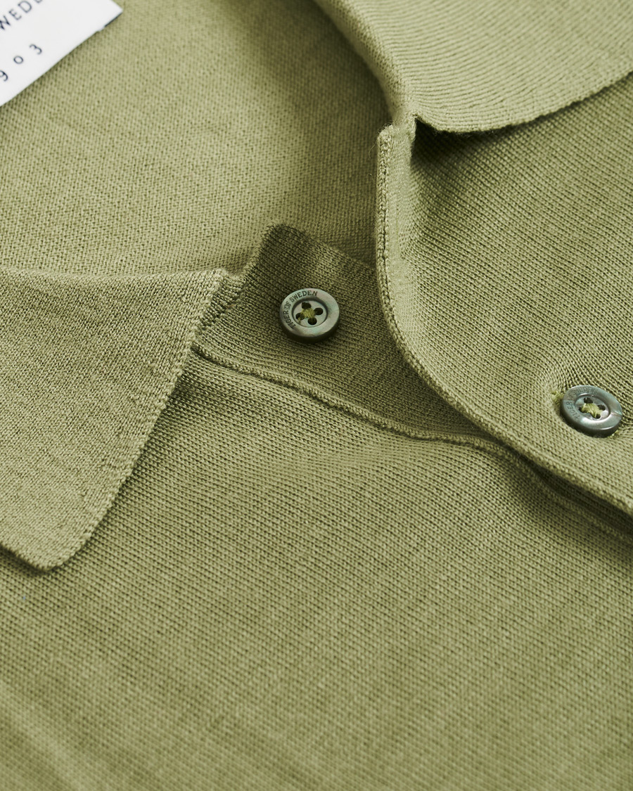 Herr | Tröjor | Tiger of Sweden | Newton Knitted Long Sleeve Polo Caraway Green