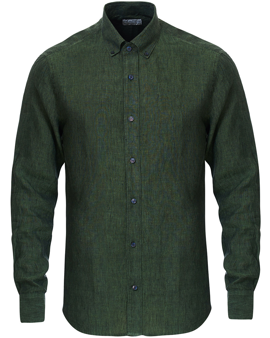 Herr | Skjortor | Tiger of Sweden | Fenald Button Down Linen Shirt Green