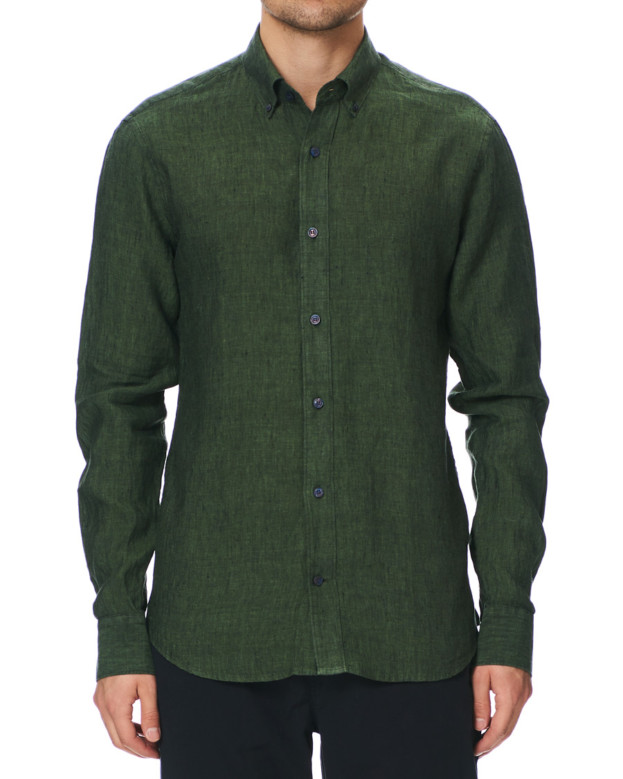 Herr | Skjortor | Tiger of Sweden | Fenald Button Down Linen Shirt Green