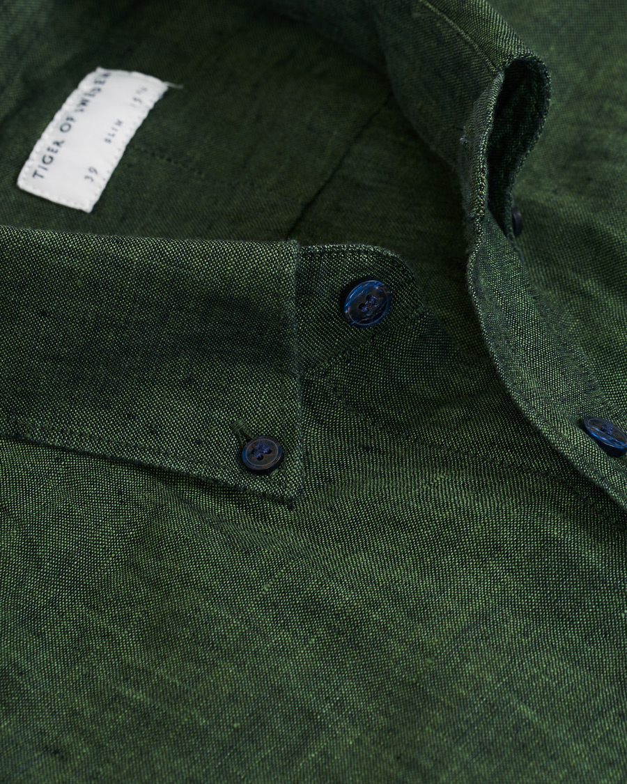 Herr | Skjortor | Tiger of Sweden | Fenald Button Down Linen Shirt Green