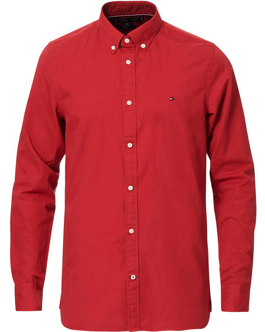 Herr | Skjortor | Tommy Hilfiger | Slim Fit Garment Dyed Twill Shirt Primary Red