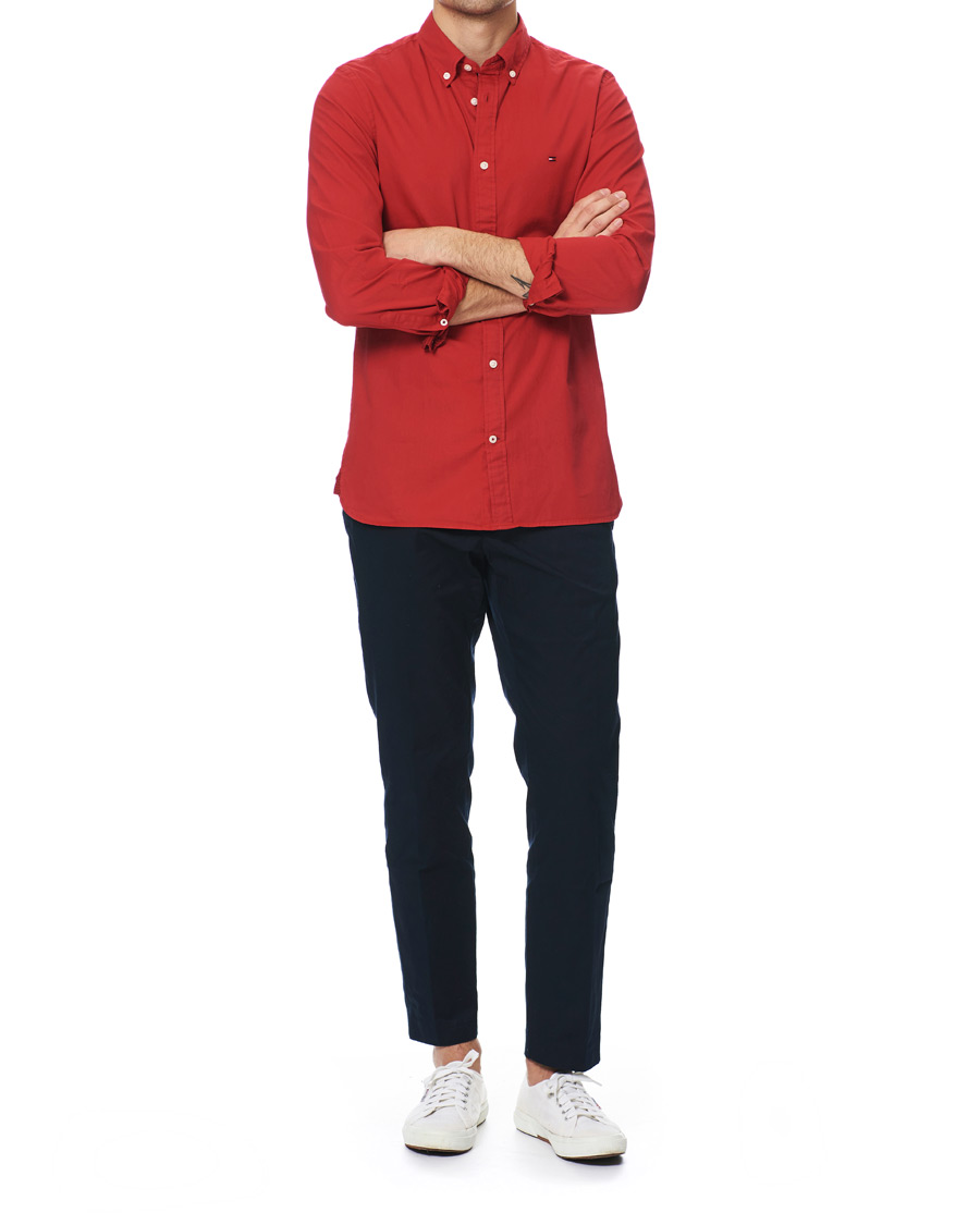 Herr | Skjortor | Tommy Hilfiger | Slim Fit Garment Dyed Twill Shirt Primary Red