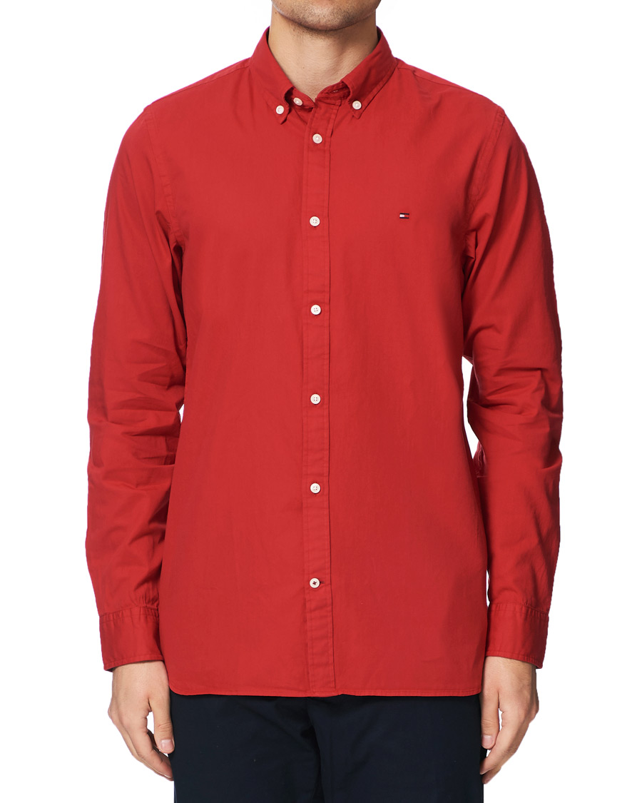 Herr | Skjortor | Tommy Hilfiger | Slim Fit Garment Dyed Twill Shirt Primary Red