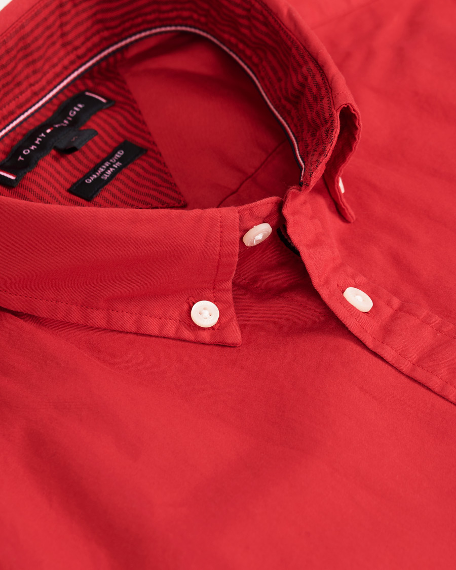 Herr | Skjortor | Tommy Hilfiger | Slim Fit Garment Dyed Twill Shirt Primary Red