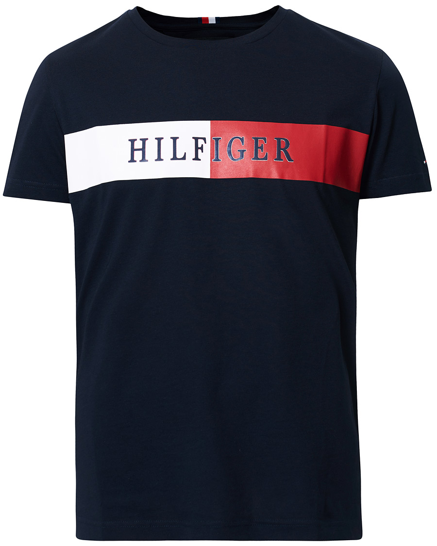 Herr | T-Shirts | Tommy Hilfiger | Organic Cotton Stripe Crew Neck Tee Desert Sky