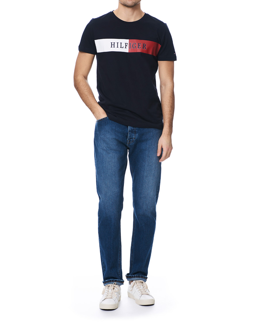 Herr | T-Shirts | Tommy Hilfiger | Organic Cotton Stripe Crew Neck Tee Desert Sky