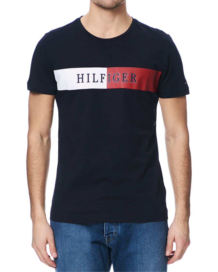 Herr | T-Shirts | Tommy Hilfiger | Organic Cotton Stripe Crew Neck Tee Desert Sky