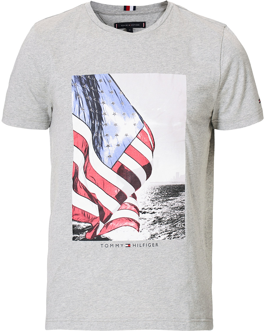 Herr | T-Shirts | Tommy Hilfiger | Flag Photo Print Crew Neck Tee Medium Grey Heather XL