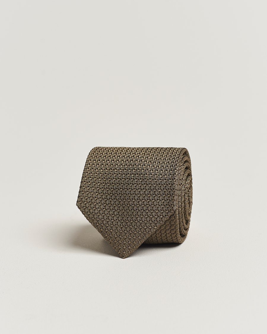 Herr | Amanda Christensen Silk Grenadine 8 cm Tie Olive | Amanda Christensen | Silk Grenadine 8 cm Tie Olive