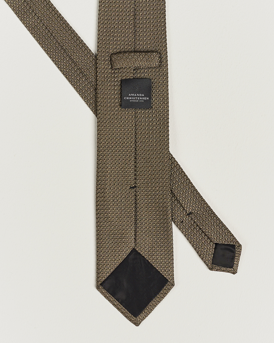 Herr | Amanda Christensen Silk Grenadine 8 cm Tie Olive | Amanda Christensen | Silk Grenadine 8 cm Tie Olive