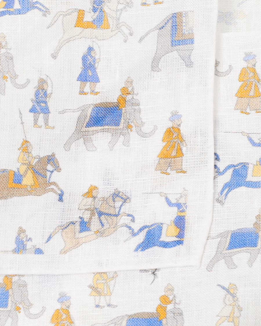 Herr | Amanda Christensen Linen Printed Pocket Square White | Amanda Christensen | Linen Printed Pocket Square White