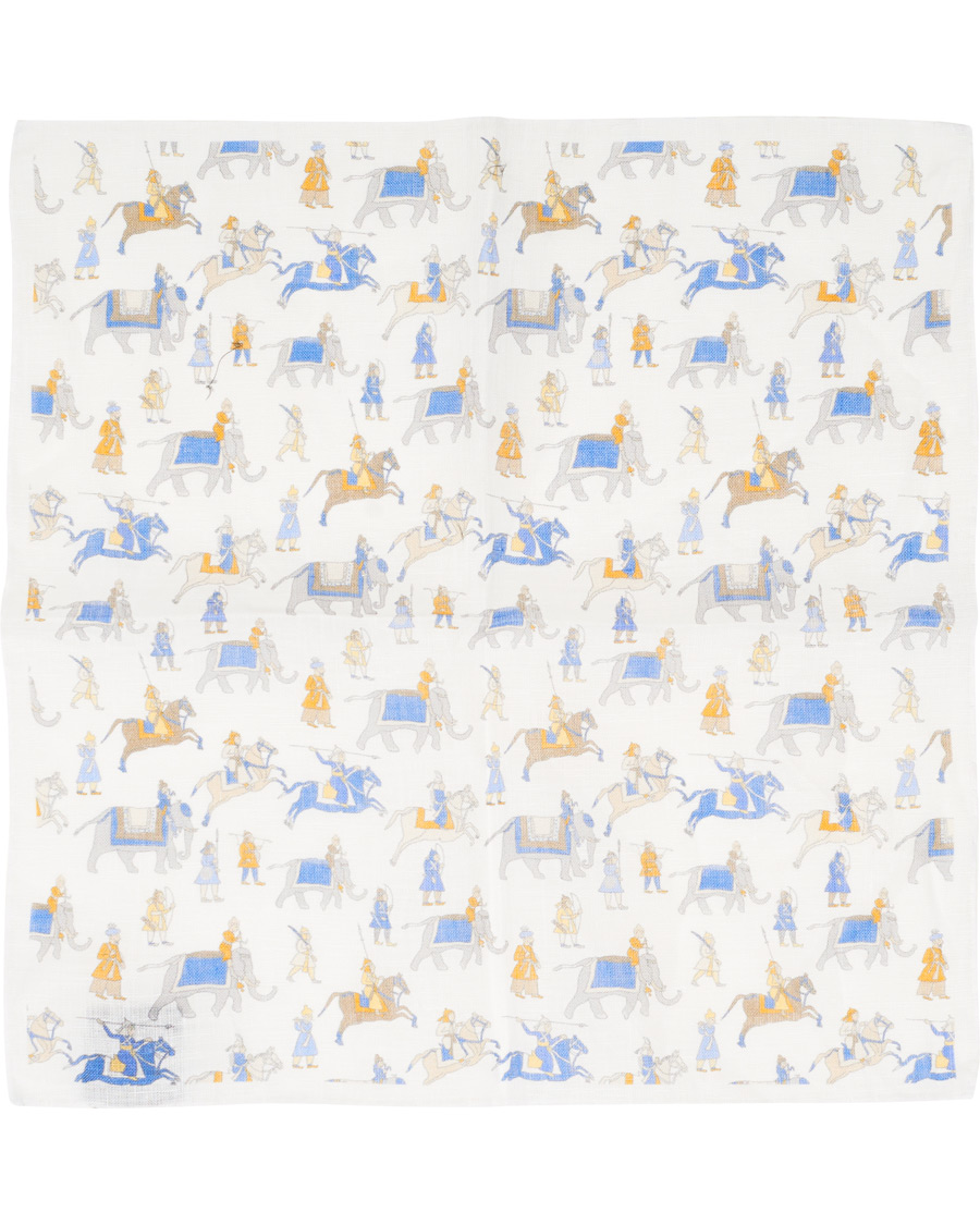 Herr | Amanda Christensen Linen Printed Pocket Square White | Amanda Christensen | Linen Printed Pocket Square White