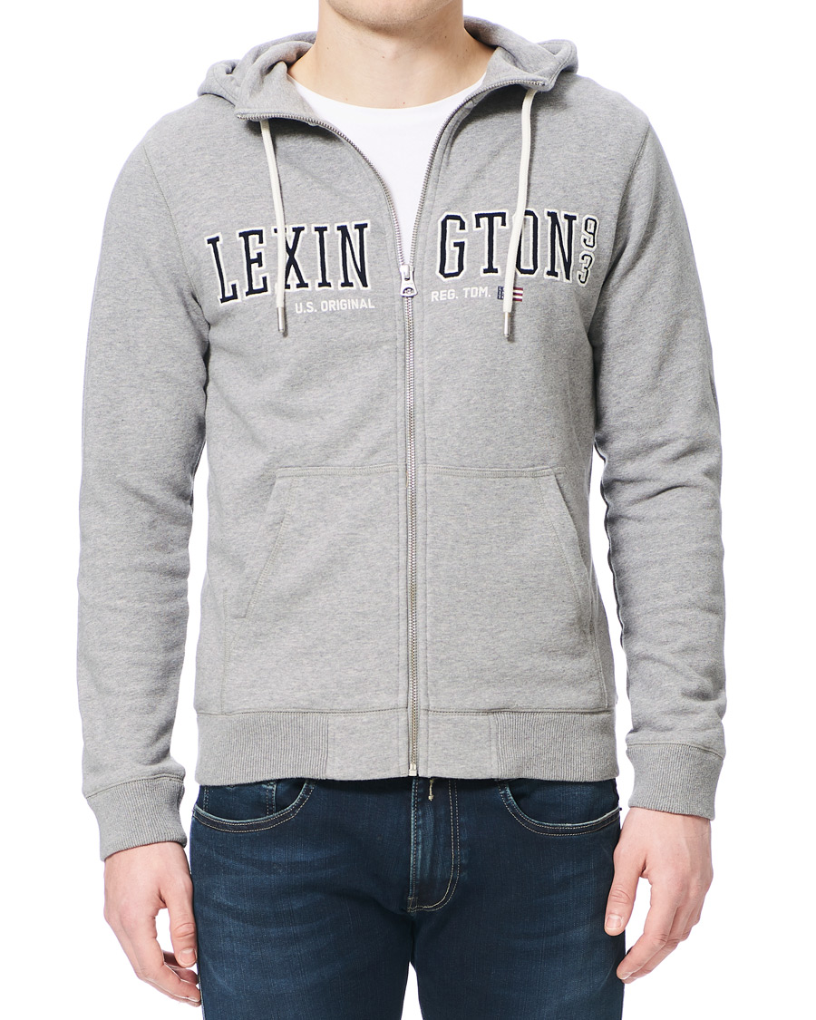 Herr | Tröjor | Lexington | Michael Full Zip Logo Hoodie Grey Melange