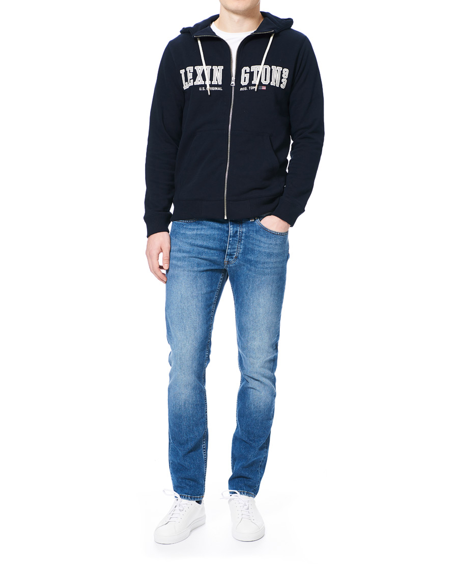Herr | Tröjor | Lexington | Michael Full Zip Logo Hoodie Dark Blue