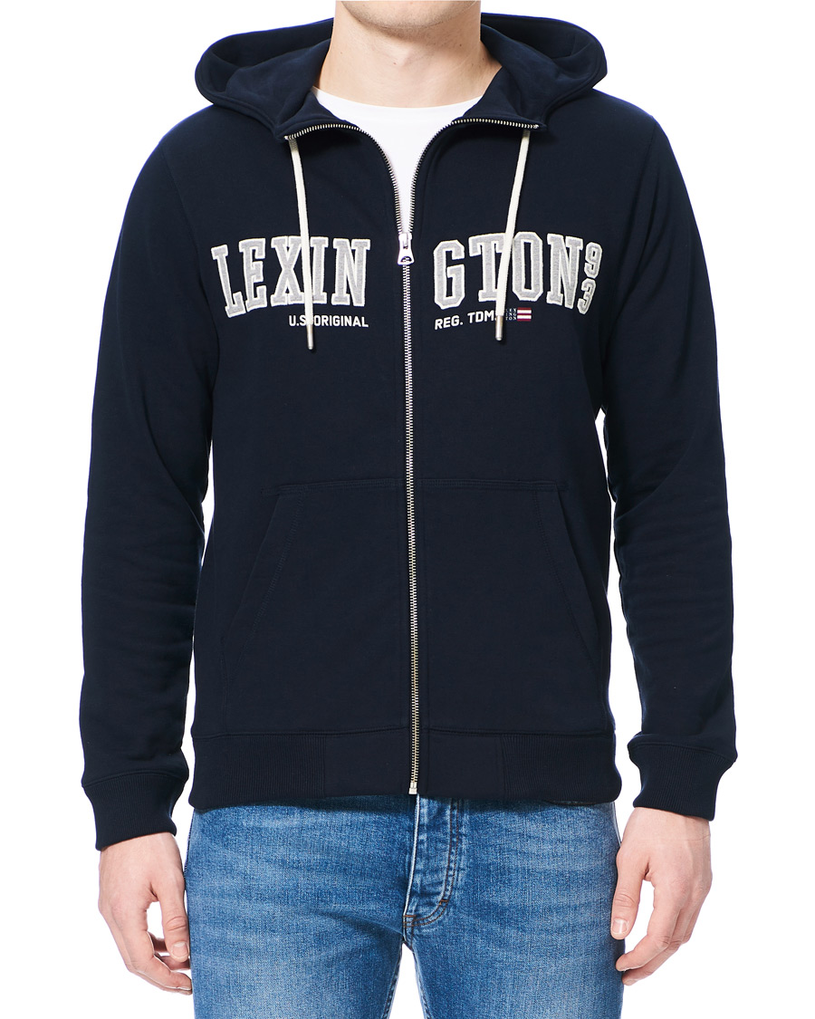 Herr | Tröjor | Lexington | Michael Full Zip Logo Hoodie Dark Blue