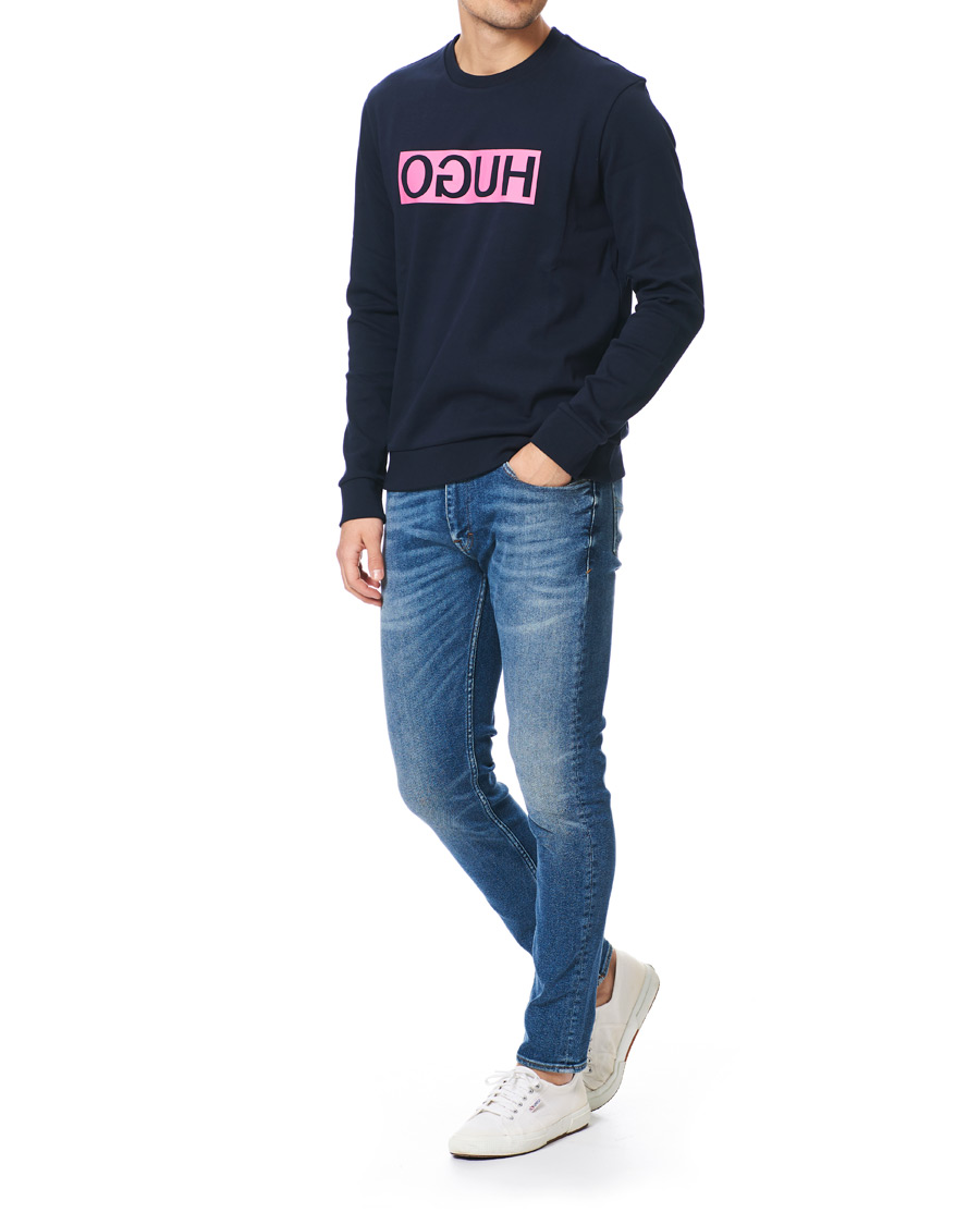 Herr | Tröjor | HUGO | Dicago Crew Neck Logo Sweatshirt Dark Blue