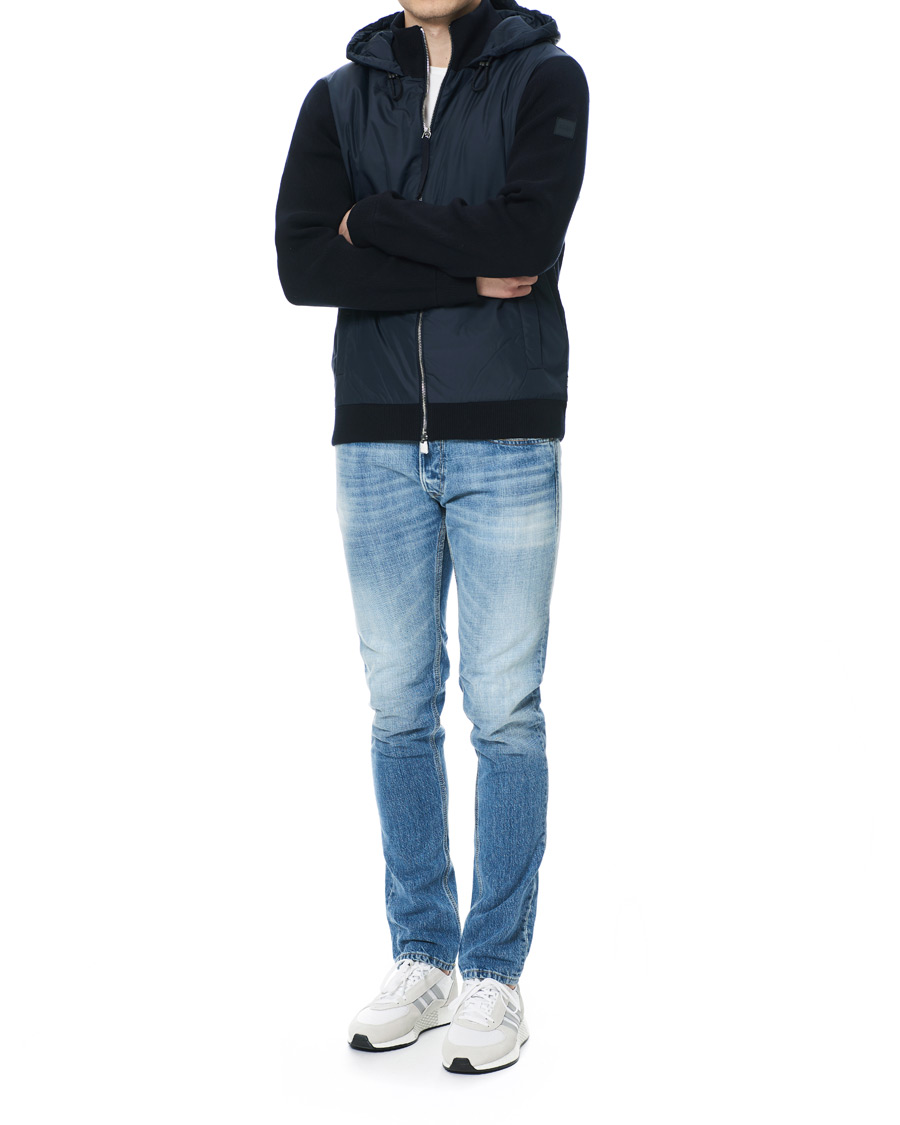Herr | Jackor | BOSS BLACK | BOSS Ofabio Hybrid Knitted Full-Zip Hoodie Dark Blue