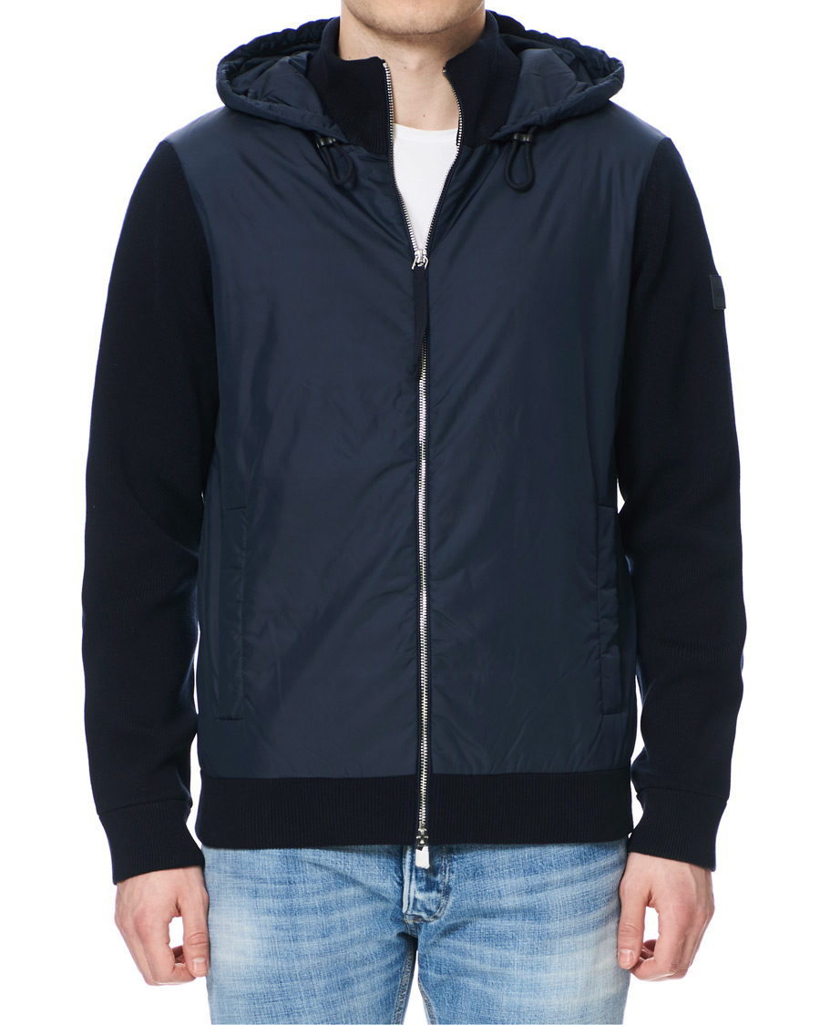Herr | Jackor | BOSS BLACK | BOSS Ofabio Hybrid Knitted Full-Zip Hoodie Dark Blue