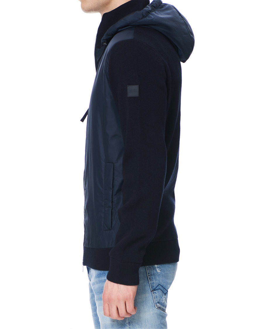 Herr | Jackor | BOSS BLACK | BOSS Ofabio Hybrid Knitted Full-Zip Hoodie Dark Blue
